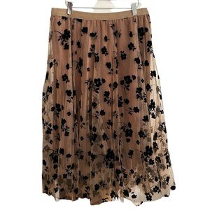 CHICWISH 3D Mesh Tulle Velvet Floral MIDI Skirt Fairycore Whimigoth Size 2XL-3XL